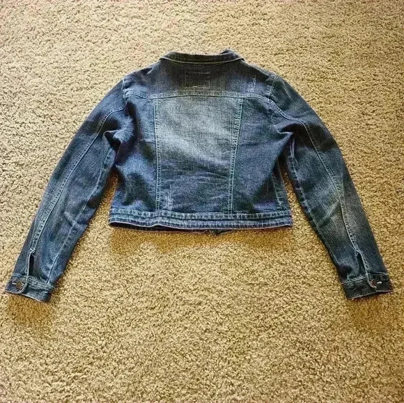 American Rag Dark Wash Distressed Denim/ Jean Jacket, Size Large - Picture 5 of 7